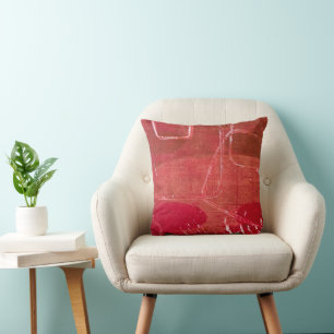 Red Squares Retro Modern, A Gel Print Abstract Throw Pillow