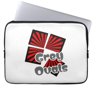 Red Squares with Beams and Gray Ovals Text Laptop Sleeve