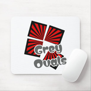 Red Squares with Beams and Grey Ovals Text Mouse Pad