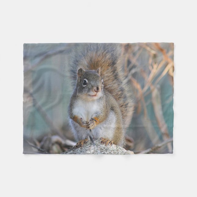 Red Squirrel Fleece Blanket (Front (Horizontal))