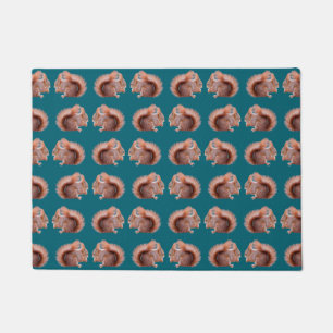 Red Squirrel Frenzy Door Mat