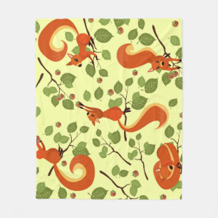 Red squirrel in hazel branches. fleece blanket