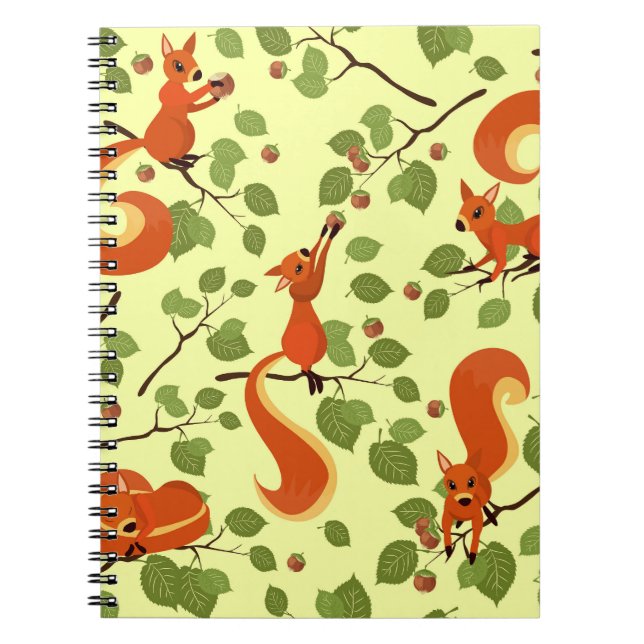 Red squirrel in hazel branches. notebook (Front)