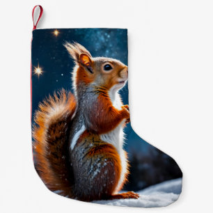 Red Squirrel in the Snow Small Christmas Stocking