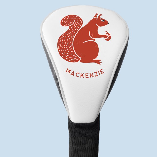 Red Squirrel Personalized Golf Head Cover (Red squirrel personslized customer name golf head cover for nature lovers)
