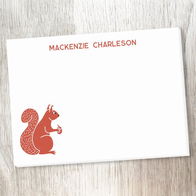 Red Squirrel Personalized Name Post-it Notes (Red squirrel personalized custom name text post-it sticky notes)