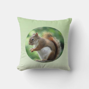 Red Squirrel Throw Pillow
