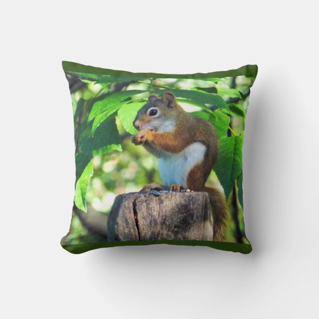 Red Squirrel Throw Pillow (Front)
