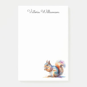Red Squirrel Watercolor Wildlife Personalized Post-it Notes