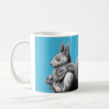 Red Squirrel with Gray Squirrel Fur Scarf (Blue)