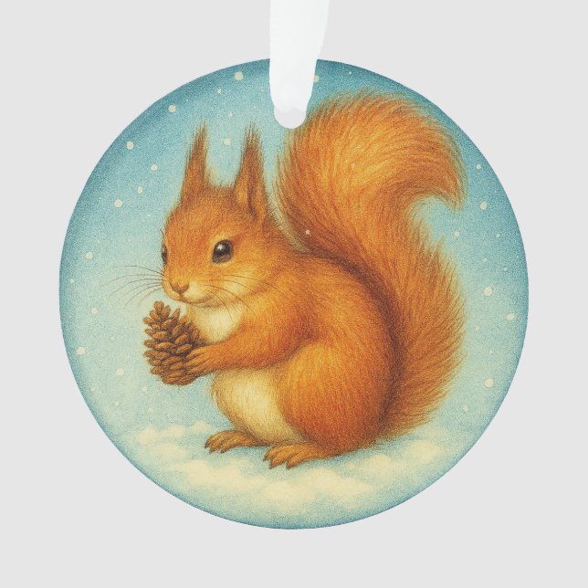 Red Squirrel with Pine Cone Ornament (Front)