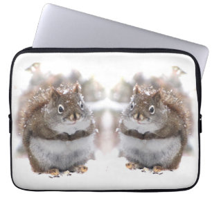 Red Squirrels in Snow Laptop Sleeve