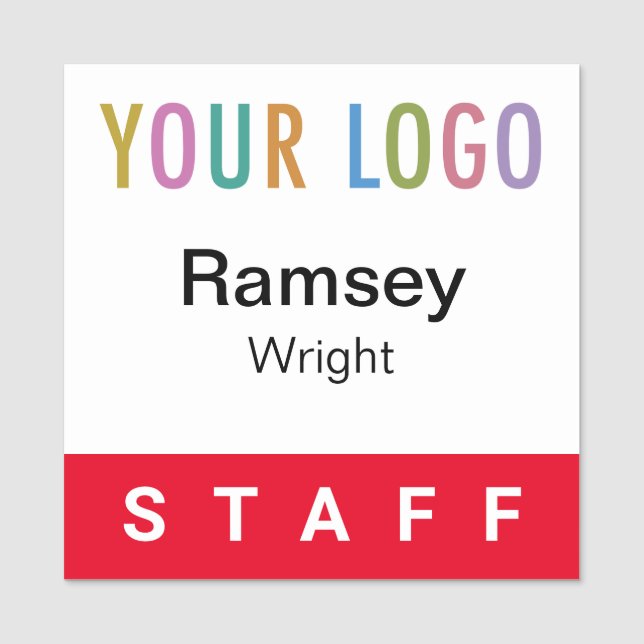 Red Staff Name Badge Event Logo 2x2 Carré Pin (Devant)