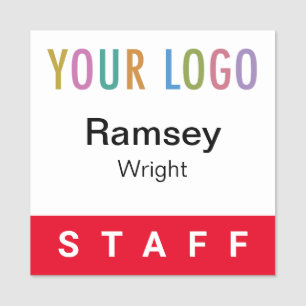 Red Staff Name Badge Event Logo 2x2 Square Pin