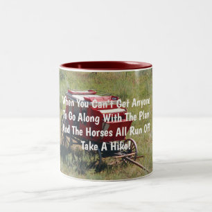 Red Stagecoach Funny Two-Tone Coffee Mug