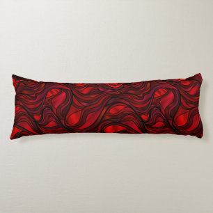 Red Stained Glass Abstract Body Pillow