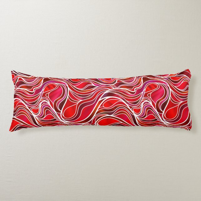 Red Stained Glass Abstract Body Pillow (Front)