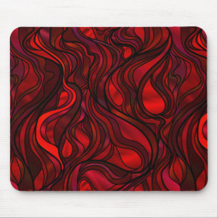 Red Stained Glass Abstract Mouse Pad