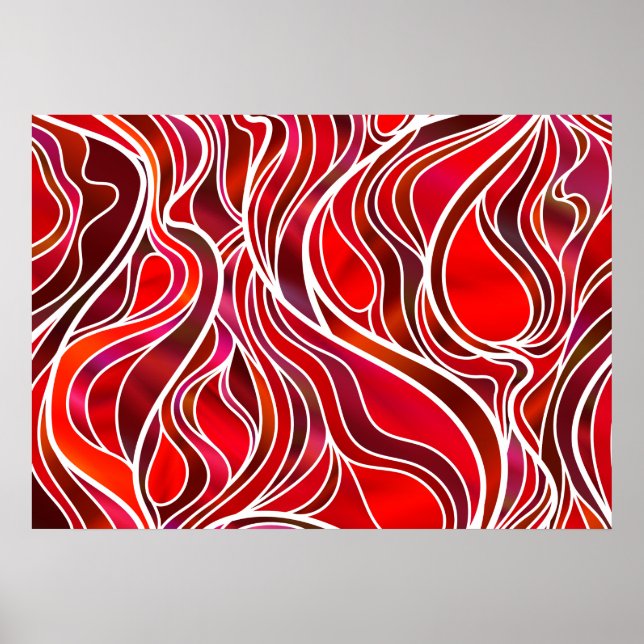 Red Stained Glass Abstract Poster (Front)