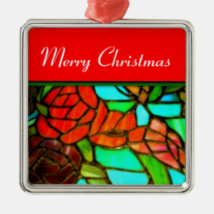 Red Stained Glass Christmas Ornament