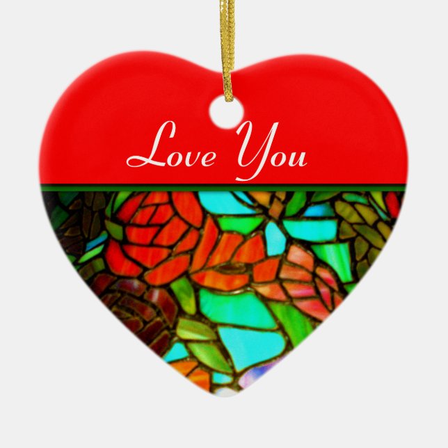 Red Stained Glass Love Ornament (Front)