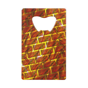 Red stained, scratched, gold grid or brick effect? credit card bottle opener