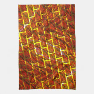 Red stained, scratched, gold grid or brick effect? kitchen towel