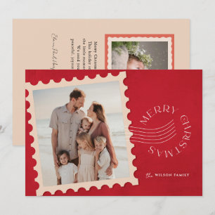 Red Stamp 2 Photo Christmas Holiday Card