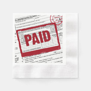 red stamp paid sign on income tax form napkin