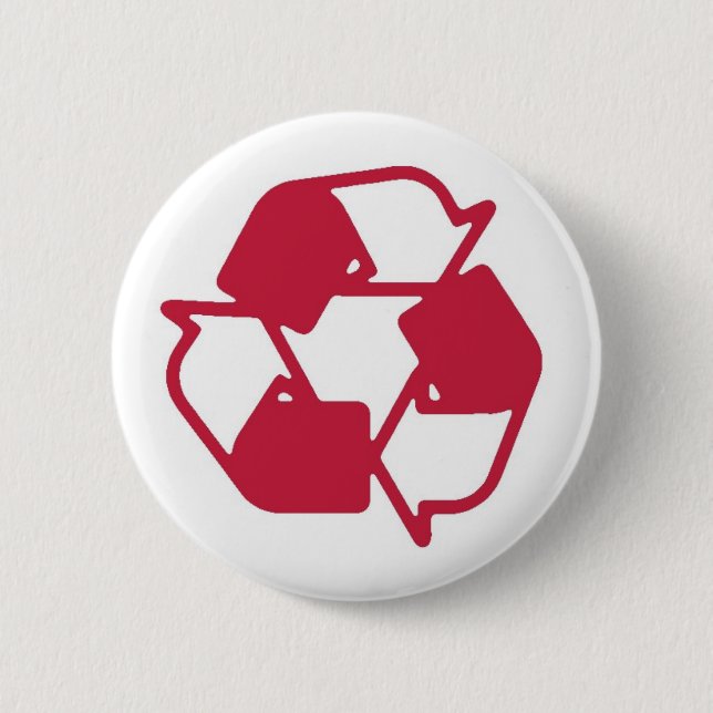 Red Stamped recycle logo 2 Inch Round Button (Front)