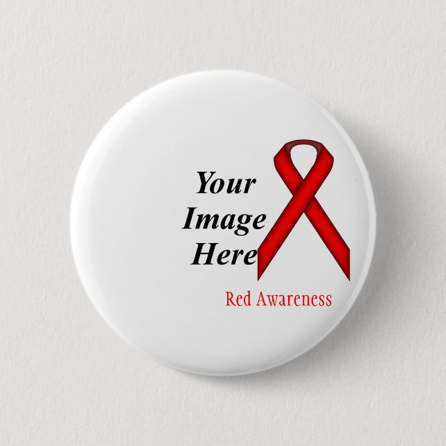 Red Standard Ribbon by Kenneth Yoncich 2 Inch Round Button (Front)