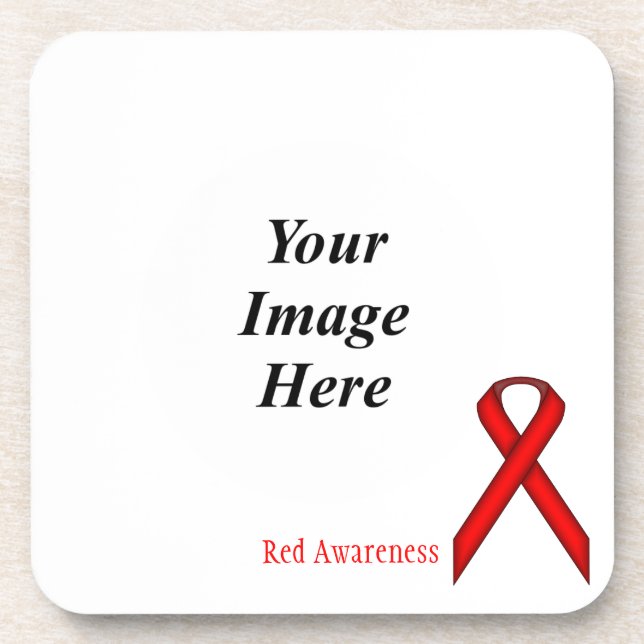 Red Standard Ribbon by Kenneth Yoncich Coaster (Front)