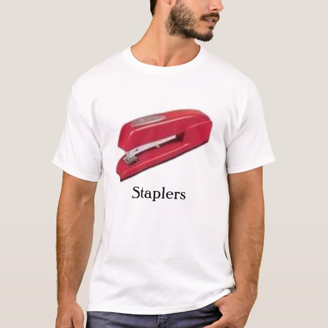 red stapler 2, Staplers - Customized T-Shirt (Front)