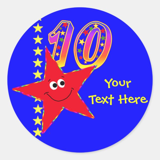 Red Star 10th Birthday Stickers (Front)