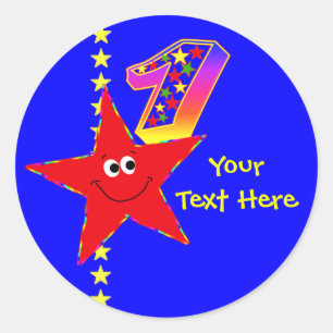 Red Star 1st Birthday Stickers