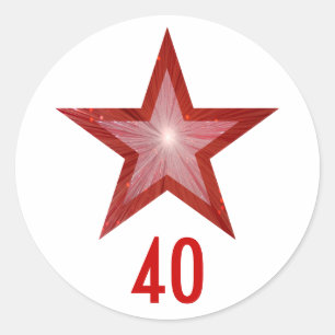 Red Star "40" round sticker white
