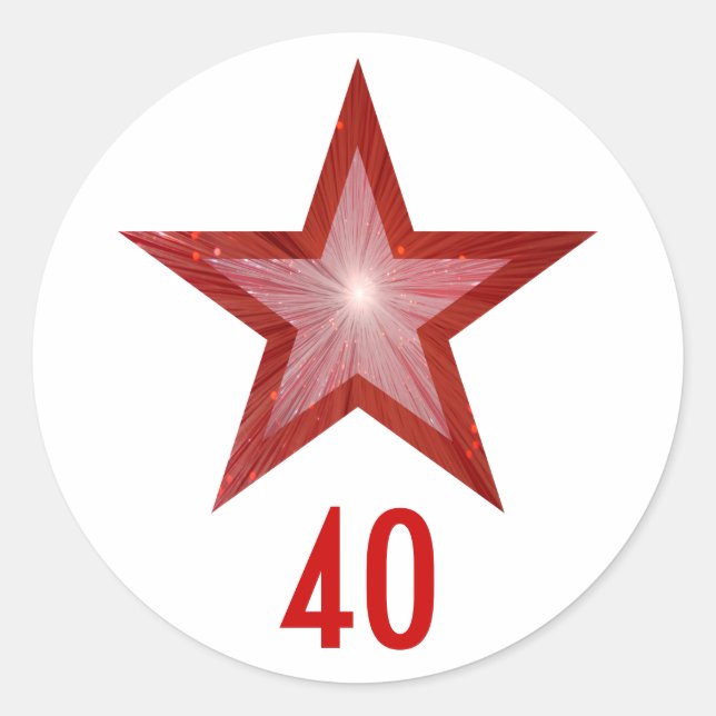 Red Star "40" round sticker white (Front)
