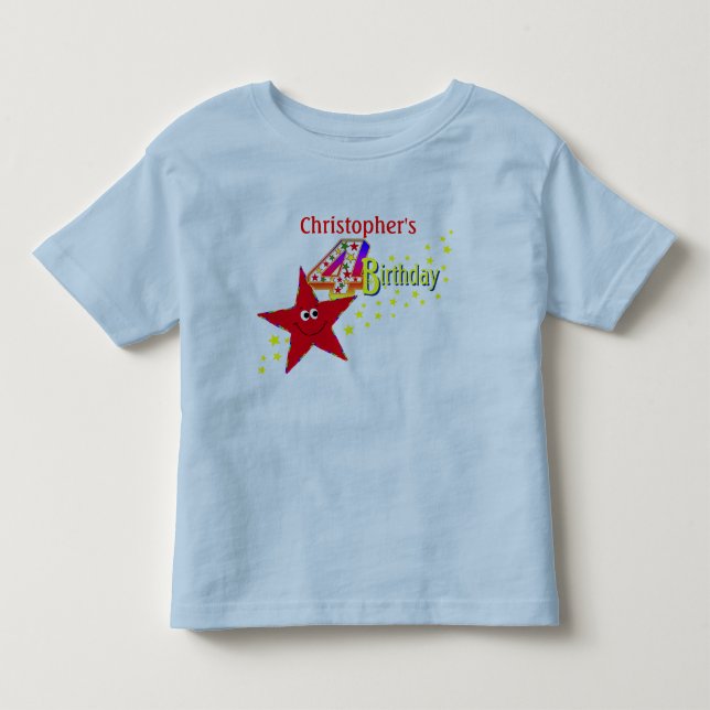 Red Star 4th Birthday Shirt (Front)