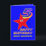 Red Star 5th Birthday Great Grandson Card<br><div class="desc">Cute little red star in blue sky carrying a star filled birthday number will bring a smile to a 5 year old and tickle their fancy. Add the child's name to the front to personalize this birthday greeting card. It will be a treasured keepsake for their special 5th Birthday. Original...</div>