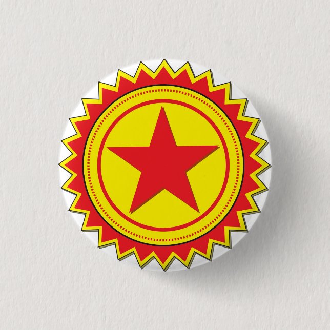 Red Star badge 1 Inch Round Button (Front)