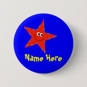 Red Star Birthday Party Button