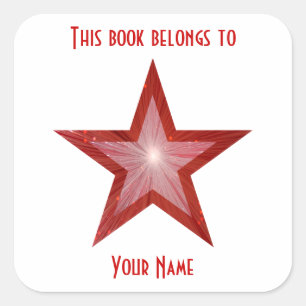 Red Star bookplate sticker white