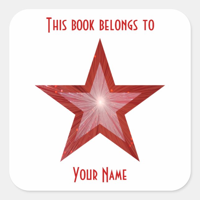 Red Star bookplate sticker white (Front)
