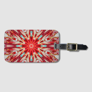 Red Star Burst Effect Mandala Luggage Tag