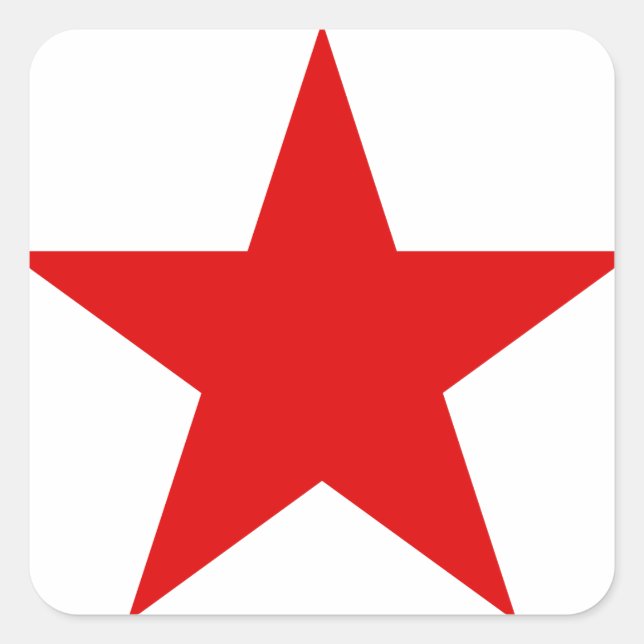 Red Star Communist Socialist Square Sticker (Front)