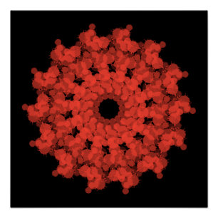 Red star explosion in black sky poster