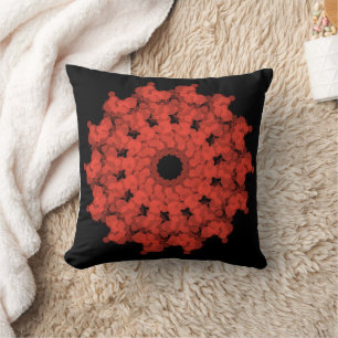 Red star explosion in black sky throw pillow