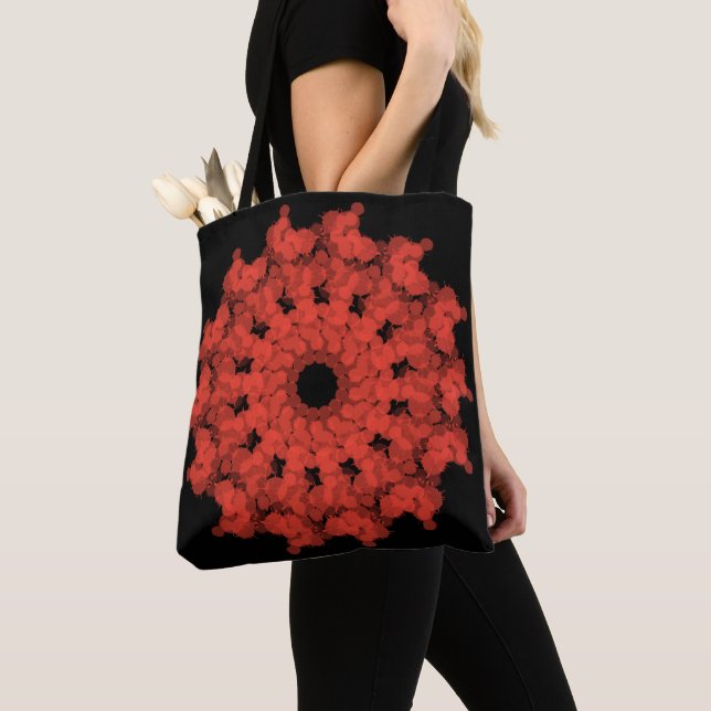 Red star explosion in black sky tote bag (Close Up)
