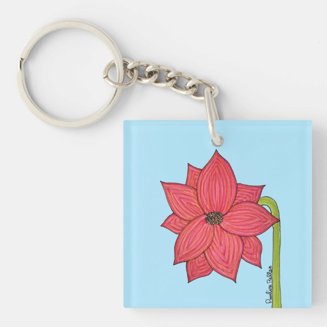 Red Star Flower Keychain (Front)