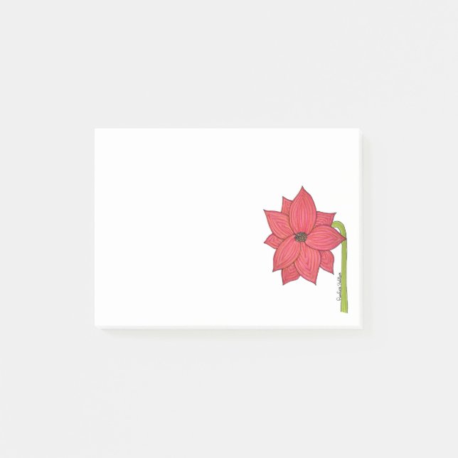Red Star Flower Post-it Notes (Front)